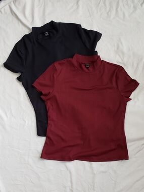 Women Black And Burgundy Tops